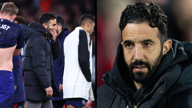 Manchester United's manager Ruben Amorim looks on during the Premier League match between Nottingham Forest FC and Manchester United FC at City Gro...