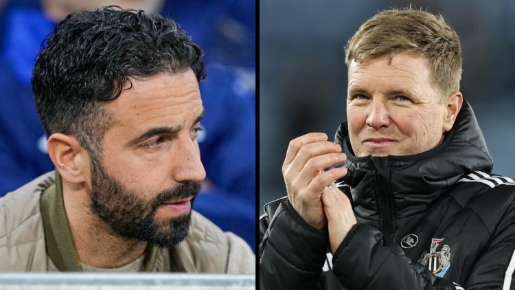 Newcastle United manager Eddie Howe applauds the fans after the Premier League match between Leicester City FC and Newcastle United FC at The King ...