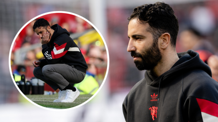 Manager Ruben Amorim of Manchester United applauds the fans after the Premier League match between Manchester United FC and Wolverhampton Wanderers...