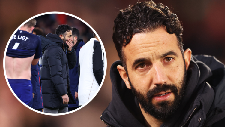 Ruben Amorim, Manager of Manchester United looks on prior to the Premier League match between Nottingham Forest FC and Manchester United FC at City...