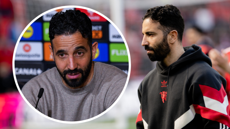 Manager Ruben Amorim of Manchester United applauds the fans after the Premier League match between Manchester United FC and Wolverhampton Wanderers...