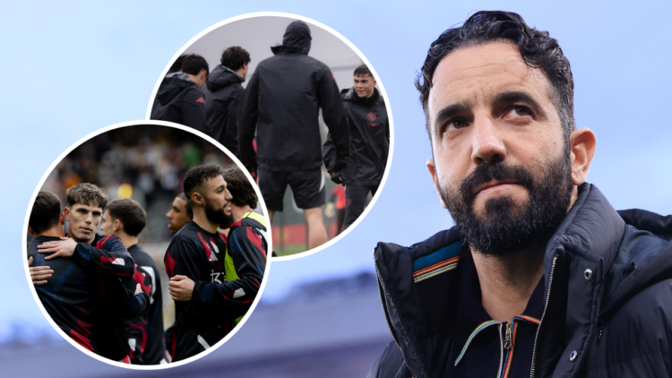 Manchester United manager Ruben Amorim looks on before the UEFA Europa League 2024/25 Quarter Final Second Leg match between Manchester United and ...