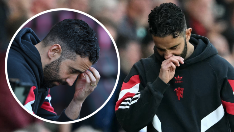 Ruben Amorim, Manager of Manchester United, reacts during the Premier League match between AFC Bournemouth and Manchester United FC at Vitality Sta...
