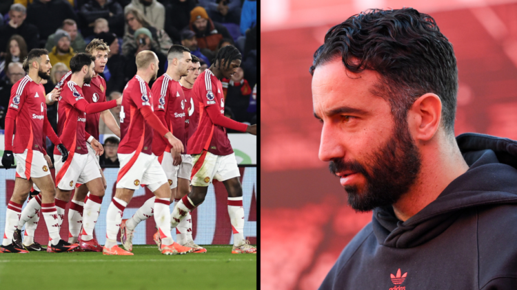 Ruben Amorim manages Manchester United during the Premier League match between Nottingham Forest and Manchester United at the City Ground. Insert: ...