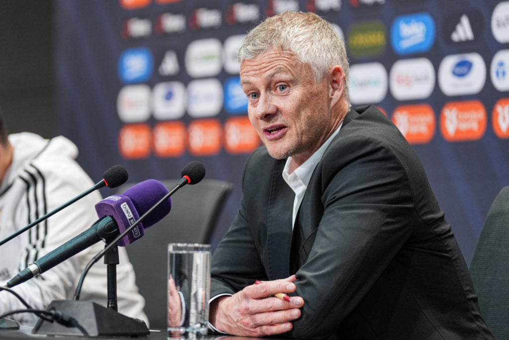 Besiktas boss Ole Gunnar Solskjaer speaks to the media.