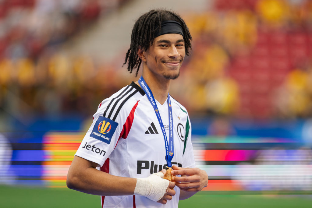 Maxi Oyedele of Legia seen during the ceremony