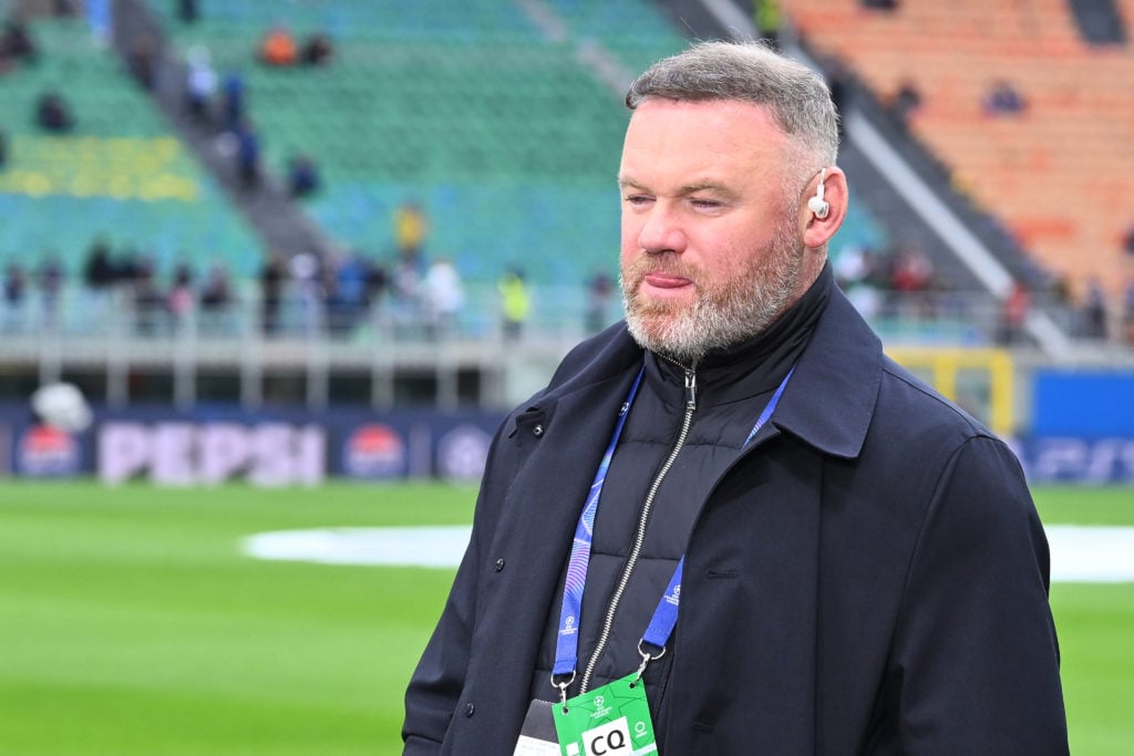 Manchester United and England legend Wayne Rooney at the Champions League match between Inter Milan and Barcelona at the San Siro Stadium in Milan, Italy, in 2025.