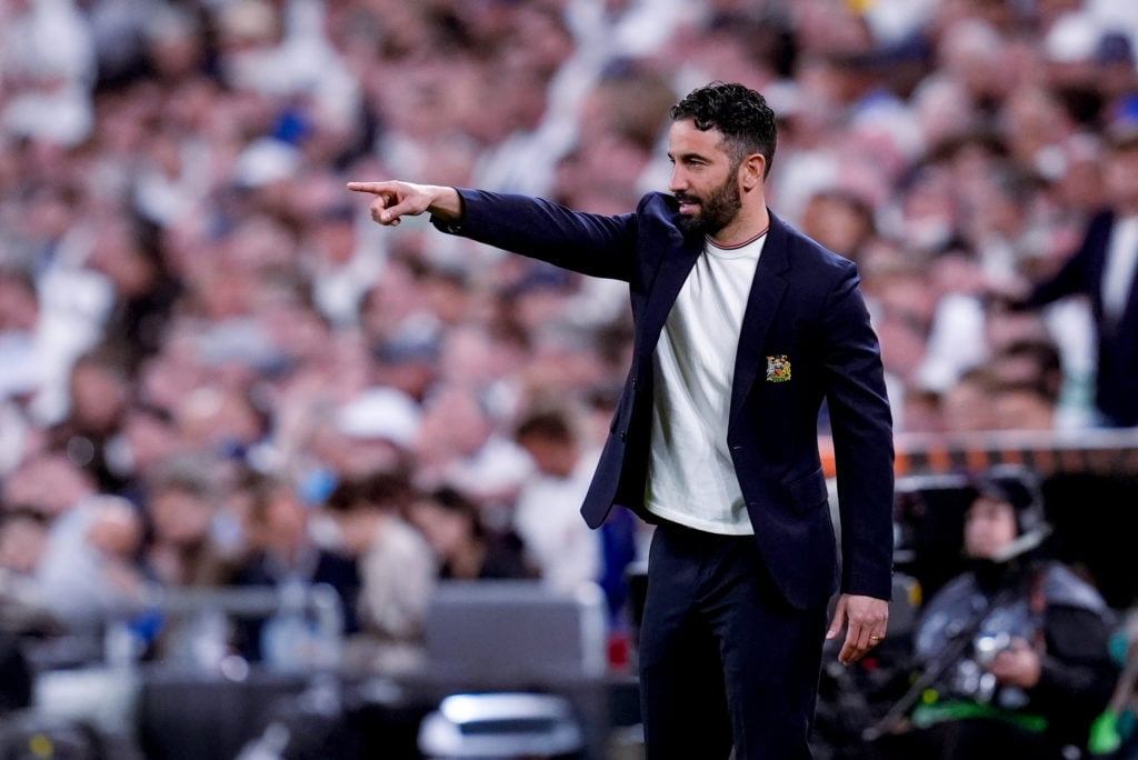 Manchester United head coach Ruben Amorim on the sidelines during the Europa League final vs Tottenham.
