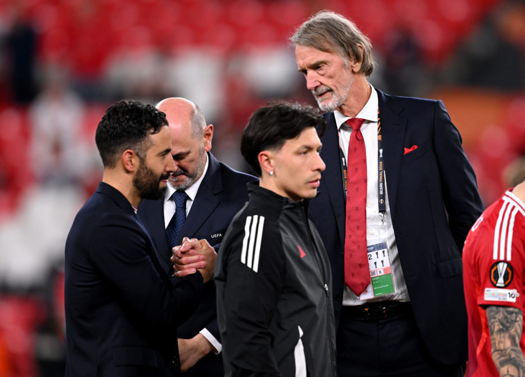 Ineos chief Sir Jim Ratcliffe and Manchester United manager Ruben Amorim after the 2025 Europa League final between Tottenham Hotspur and Manchester United at the Estadio de San Mames in 2025 in Bilbao.