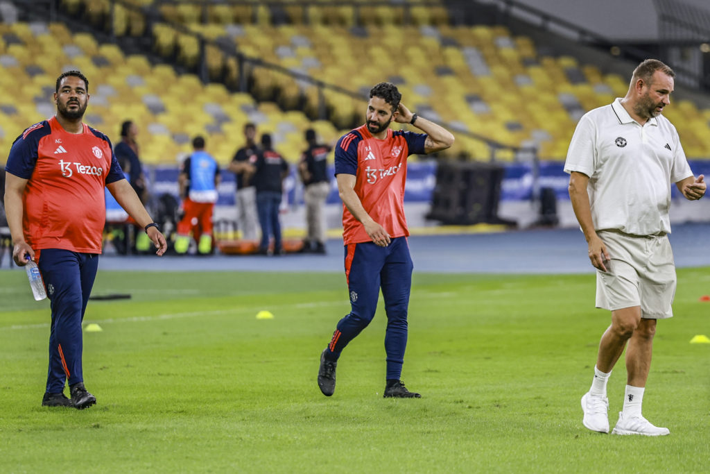 Manchester United manager Ruben Amorim is present during the official training at the Bukit Jalil National Stadium in Kuala Lumpur, Malaysia, on May 27, 2025. Manchester United and ASEAN All-Stars are set to face off for the Maybank Challenge Cup during their post-season friendly trip to Asia.