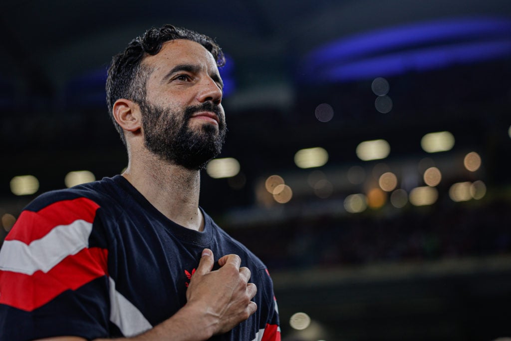 Manchester United head coach and manager Ruben Amorim looks at the crowd ahead of the match between Manchester United and ASEAN All-Stars at the Bukit Jalil National Stadium on May 28, 2025 in Kuala Lumpur, Malaysia.