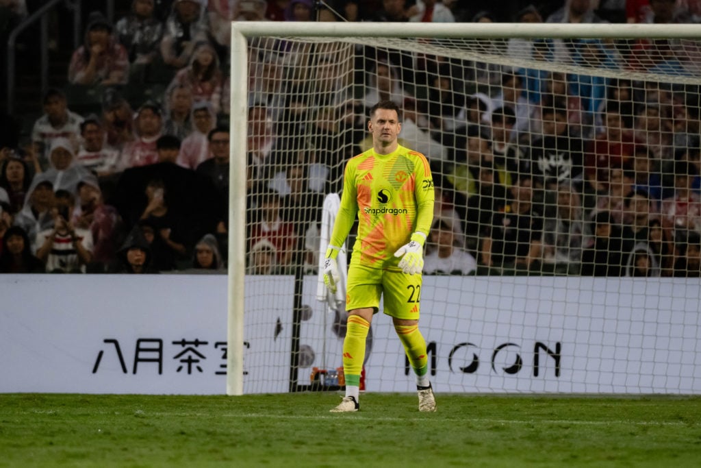 Manchester United goalkeeper Tom Heaton in action against Hong Kong.