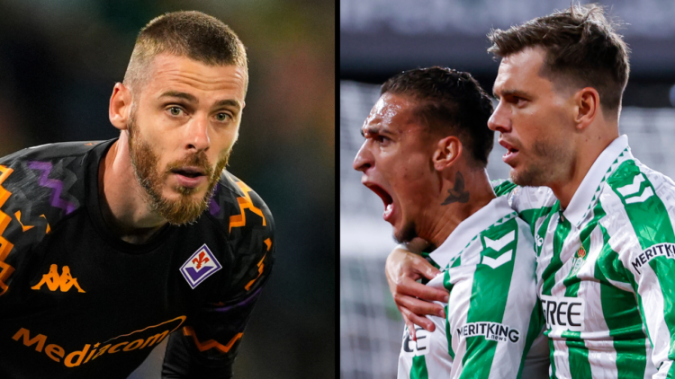 Antony of Real Betis celebrates a goal during the Semifinal - UEFA Conference League match between Real Betis and Fiorentina at Benito Villamarin. ...