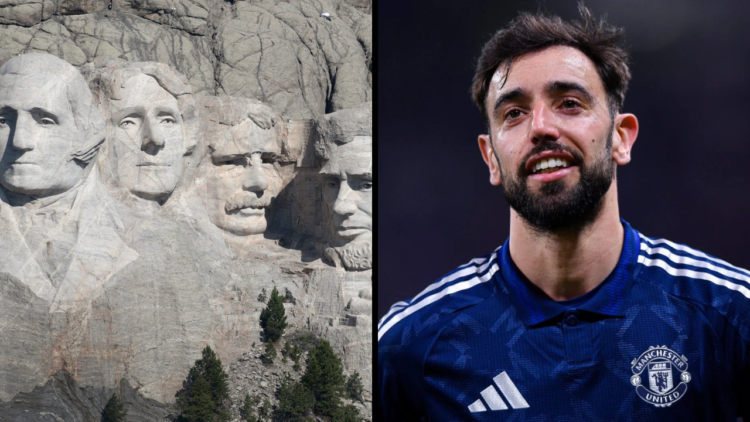 Bruno Fernandes of Manchester United looks on during the UEFA Europa League 2024/25 Quarter Final First Leg match between Olympique Lyonnais and Ma...
