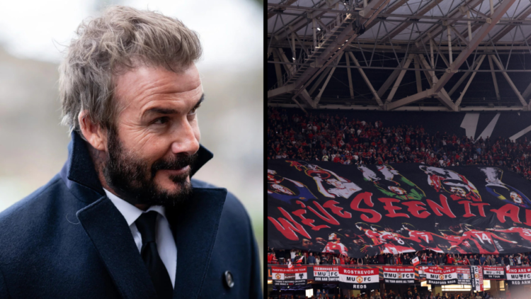 David Beckham, former Manchester United player attends the funeral of former Manchester United Receptionist Kath Phipps. Insert: Manchester United ...