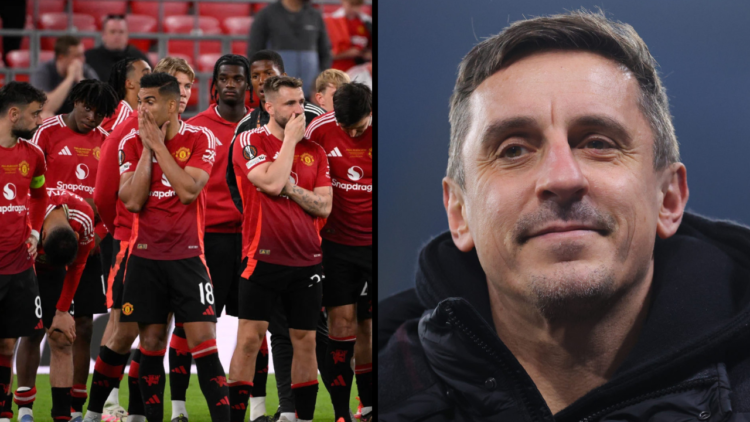 Manchester United players react to being defeated after the UEFA Europa League final football match between Tottenham Hotspur and Manchester United...