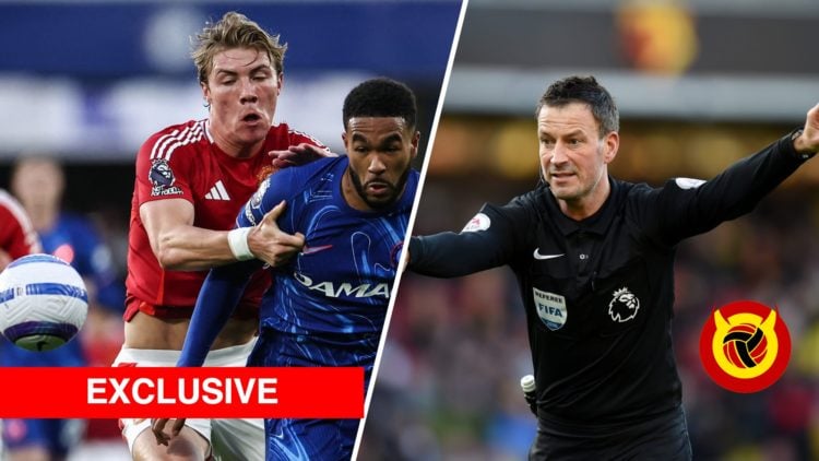 Mark Clattenburg split image with Rasmus Hojlund