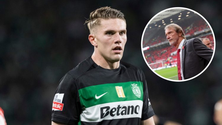 Sporting Lisbon striker Viktor Gyokeres, inset of Manchester United owner Sir Jim Ratcliffe.