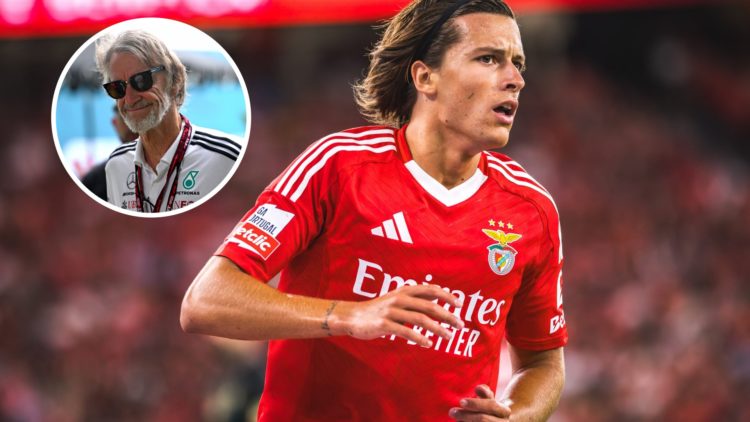 Benfica star Alvaro Fernandez, inset of Manchester United co-owner Sir Jim Ratcliffe.