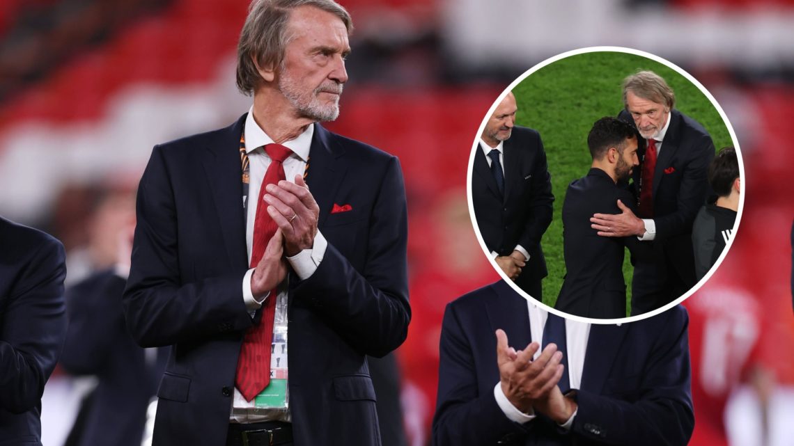 Manchester United co-owner Sir Jim Ratcliffe attends the Europa League final vs Tottenham.