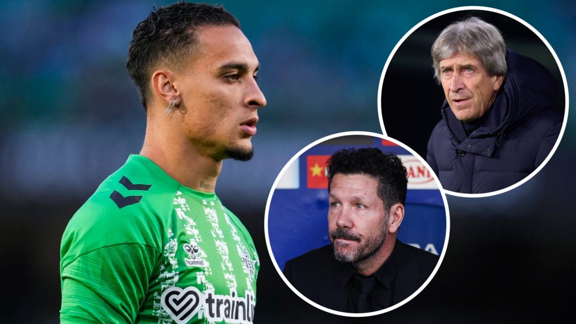 Antony split image with Diego Simeone and Manuel Pellegrini