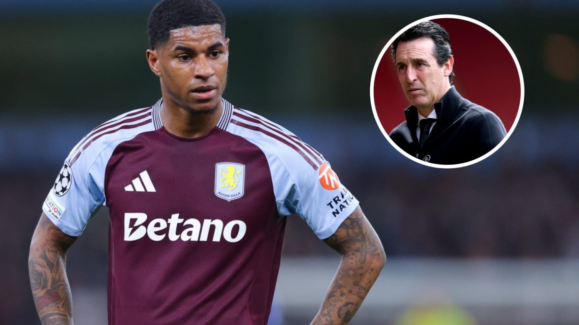 Marcus Rashford in Aston Villa colours, Unai Emery Aston Villa manager