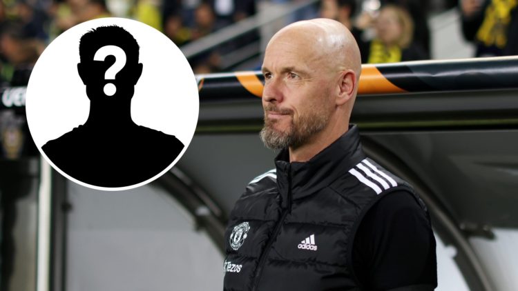 Erik ten Hag split image with mystery player