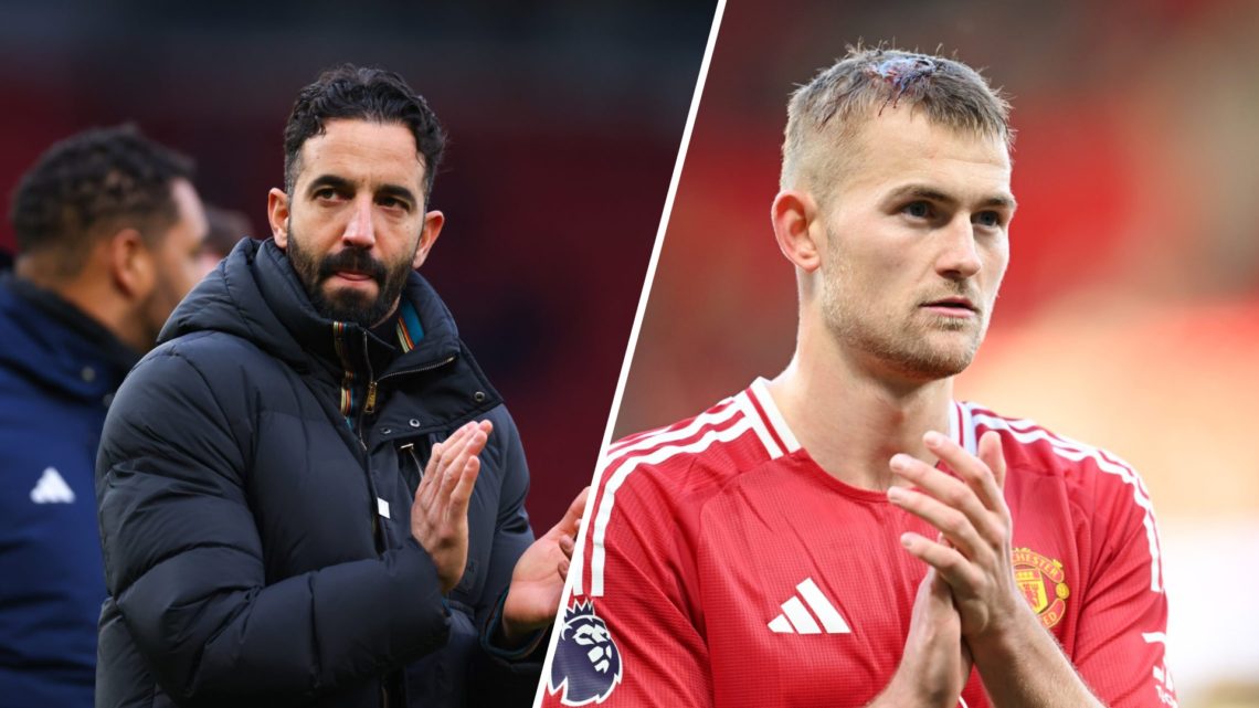 A split image of Manchester United boss Ruben Amorim (L) and Manchester United defender Matthijs de Ligt (R)