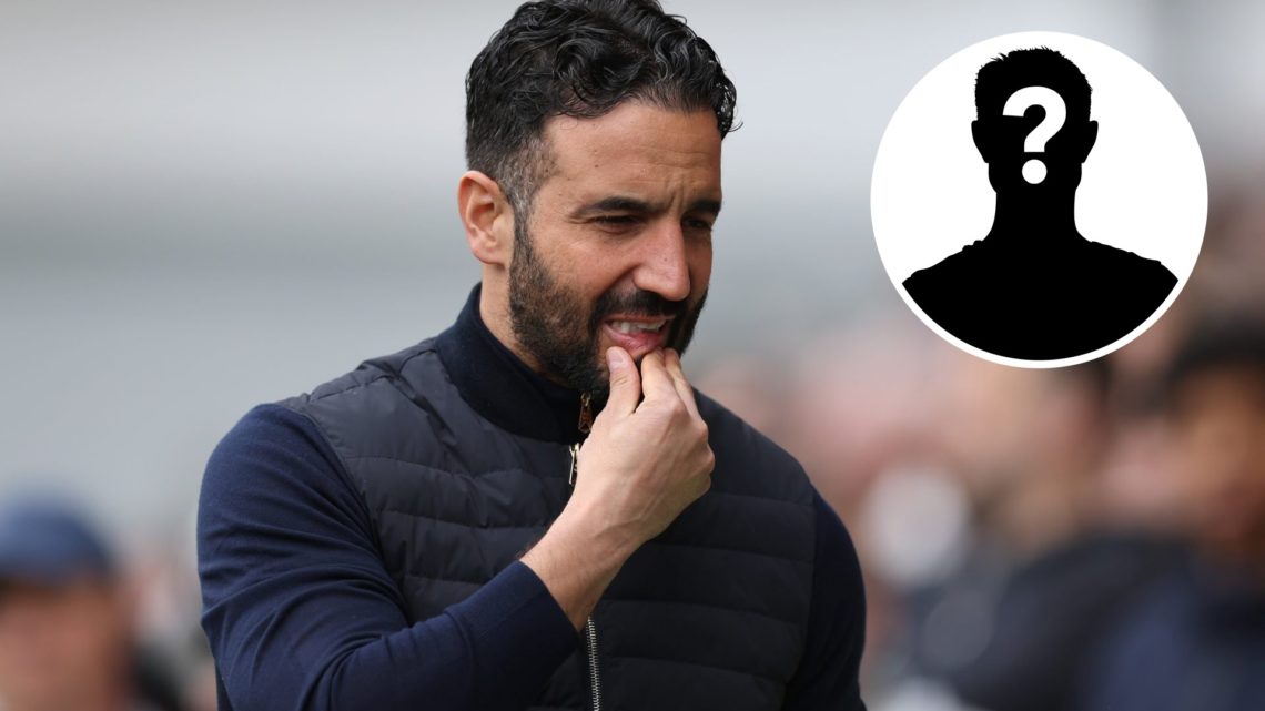 Ruben Amorim thinking as Man Utd manager, mystery player silhouette