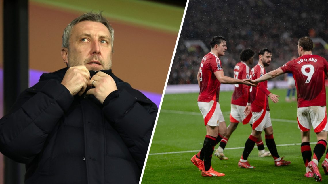 Split image of Manchester United director Jason Wilcox and Manchester United players in action.
