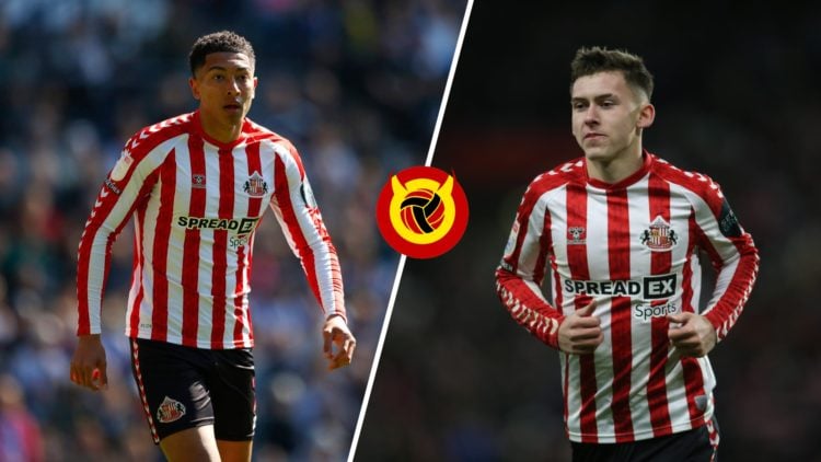 Split image of Sunderland midfielders Jobe Bellingham and Chris Rigg.
