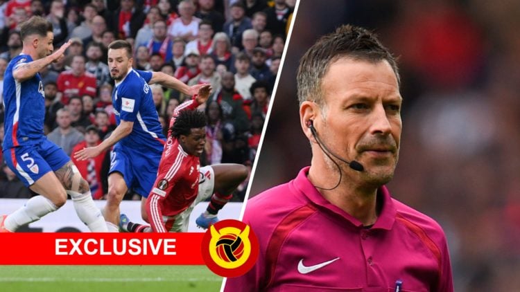 Split image of former Premier League referee Mark Clattenburg and Patrick Dorgu in action for Manchester United.