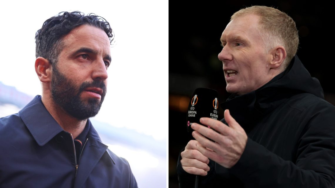 Ruben Amorim Manchester United manager, Paul Scholes pundit during Europa League coverage
