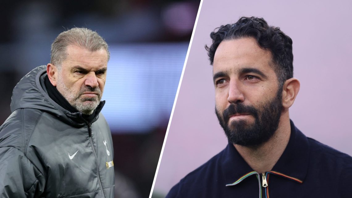 Split image of Tottenham manager Ange Postecoglou and Manchester United head coach Ruben Amorim.