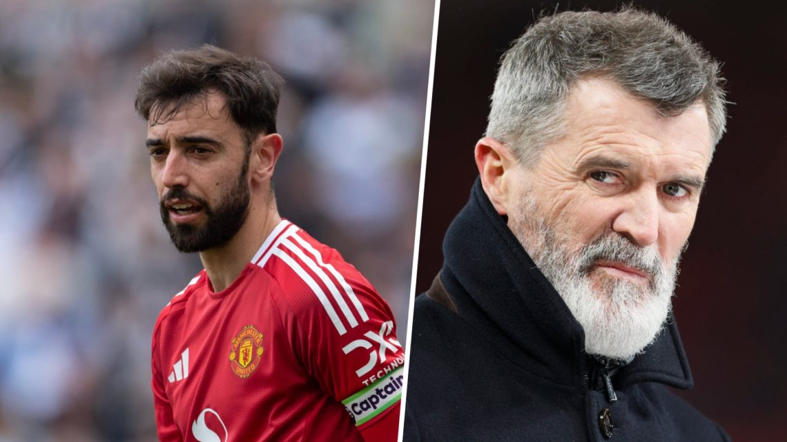 Bruno Fernandes split image with Roy Keane