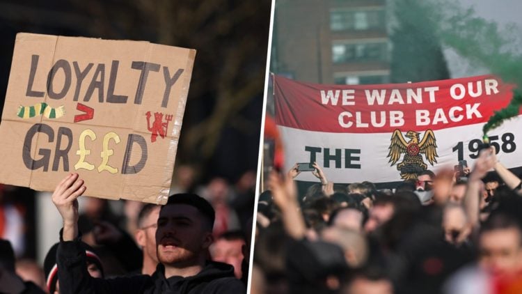 Manchester United protests split image
