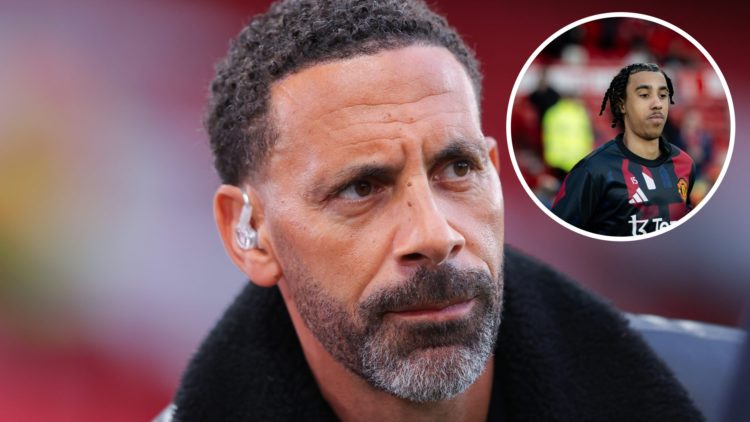 Rio Ferdinand split image with Leny Yoro