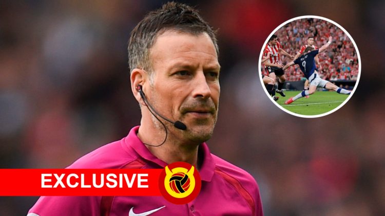 Former Premier League referee Mark Clattenburg, inset of Manchester United's Rasmus Hojlund vs Athletic Club in Europa League.