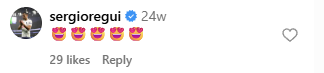 Sergio Reguilon comment on Mbeumo Instagram post