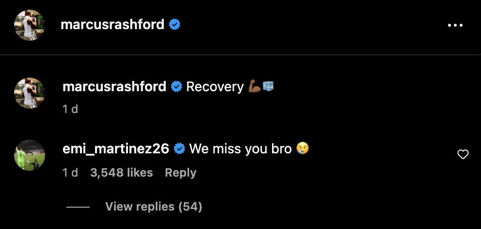 La star d'Aston Villa, Emiliano Martinez, a envoyé un message à Manchester United et au joueur d'Angleterre Marcus Rashford. Crédit: Instagram