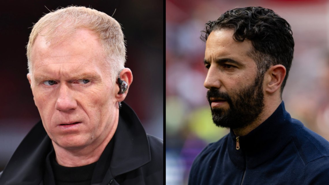 MANCHESTER, ENGLAND - MAY 8: Paul Scholes working as a television pundit for TNT Sports during the UEFA Europa League 2024/25 Semi Final Second Leg...