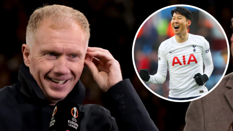 MANCHESTER, ENGLAND - APRIL 17: Paul Scholes comments for TNT Sports the UEFA Europa League 2024/25 Quarter Final Second Leg football match between...