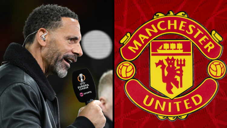 Former Manchester United player, Rio Ferdinand presents on TNT Sports after the UEFA Europa League 2024/25 Quarter Final Second Leg match between M...