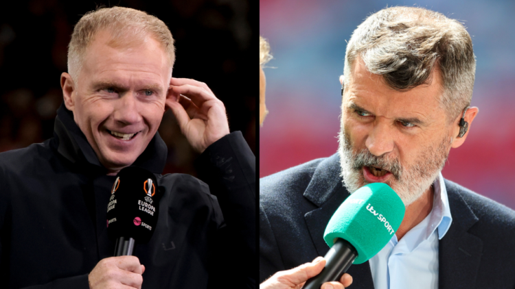 Paul Scholes comments for TNT Sports the UEFA Europa League 2024/25 Quarter Final Second Leg football match between Manchester United (Man U) and O...