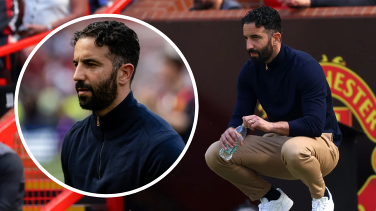 Manager Ruben Amorim of Manchester United applauds the fans after the Premier League match between Manchester United FC and West Ham United FC at O...