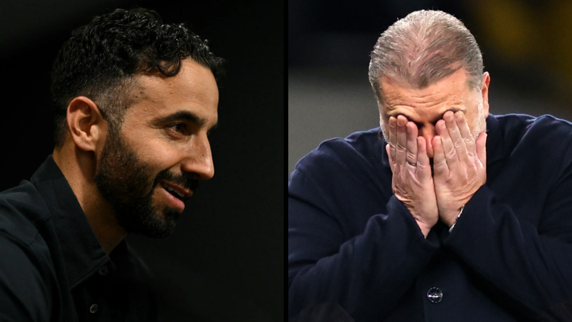 Manchester United's Portuguese head coach Ruben Amorim speaks during a press conference at Old Trafford in Manchester, north-west England on May 14...