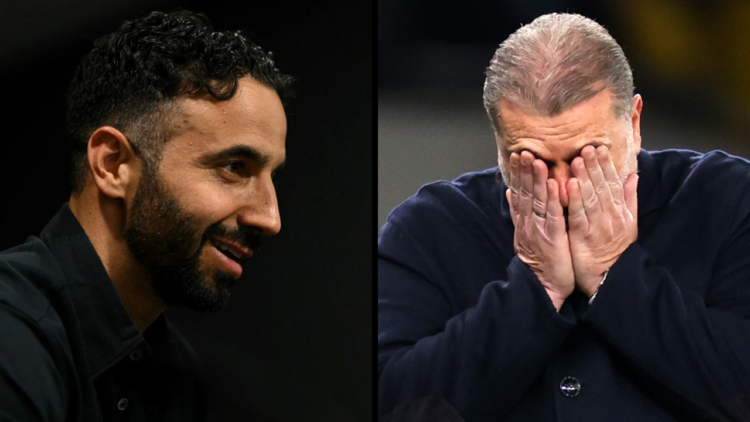 Manchester United's Portuguese head coach Ruben Amorim speaks during a press conference at Old Trafford in Manchester, north-west England on May 14...