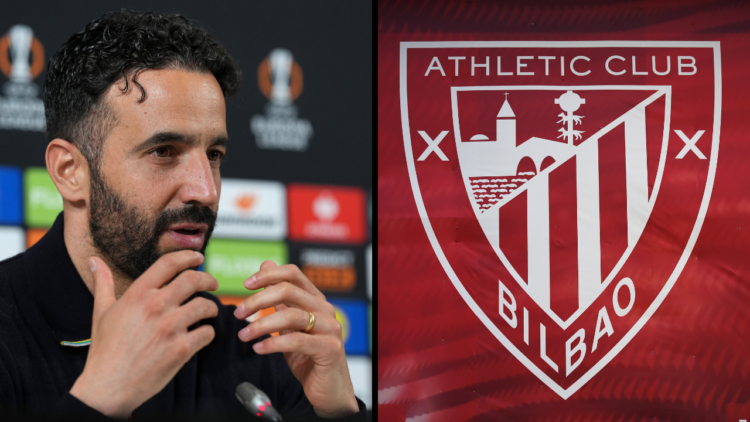 Ruben Amorim, Manager of Manchester United, speaks to the media in a post match press conference after the UEFA Europa League 2024/25 Semi Final Fi...