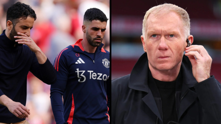 Paul Scholes working as a television pundit for TNT Sports during the UEFA Europa League 2024/25 Semi Final Second Leg match between Manchester Uni...