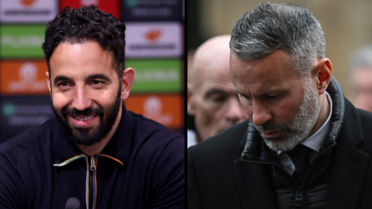Former Manchester United footballer Ryan Giggs leaves after attending the funeral service for England World Cup winner and Manchester United legend...